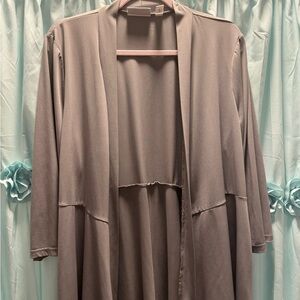 Susan Graver - Grey Open Front Cardigan; 3/4 Sleeves